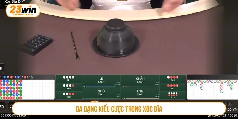 Đa dạng kiểu cược trong xóc đĩa
