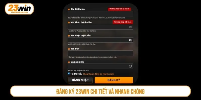 Đăng ký 23WIN chi tiết và nhanh chóng