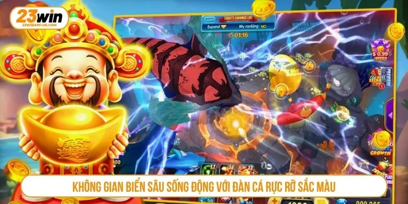 Không gian biển sâu sống động với đàn cá rực rỡ sắc màu